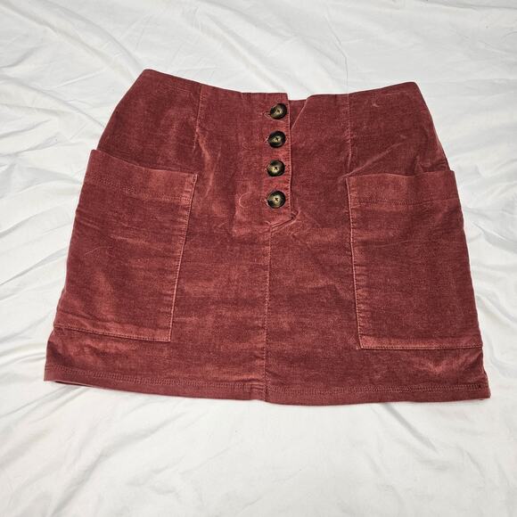BDG Kendri Rust Orange Curdoroy Mini Skirt w/ Deep Pockets Size Medium - Picture 2 of 10